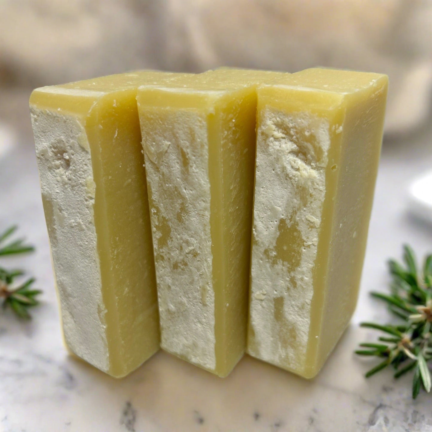 set soap bars arranged vertically