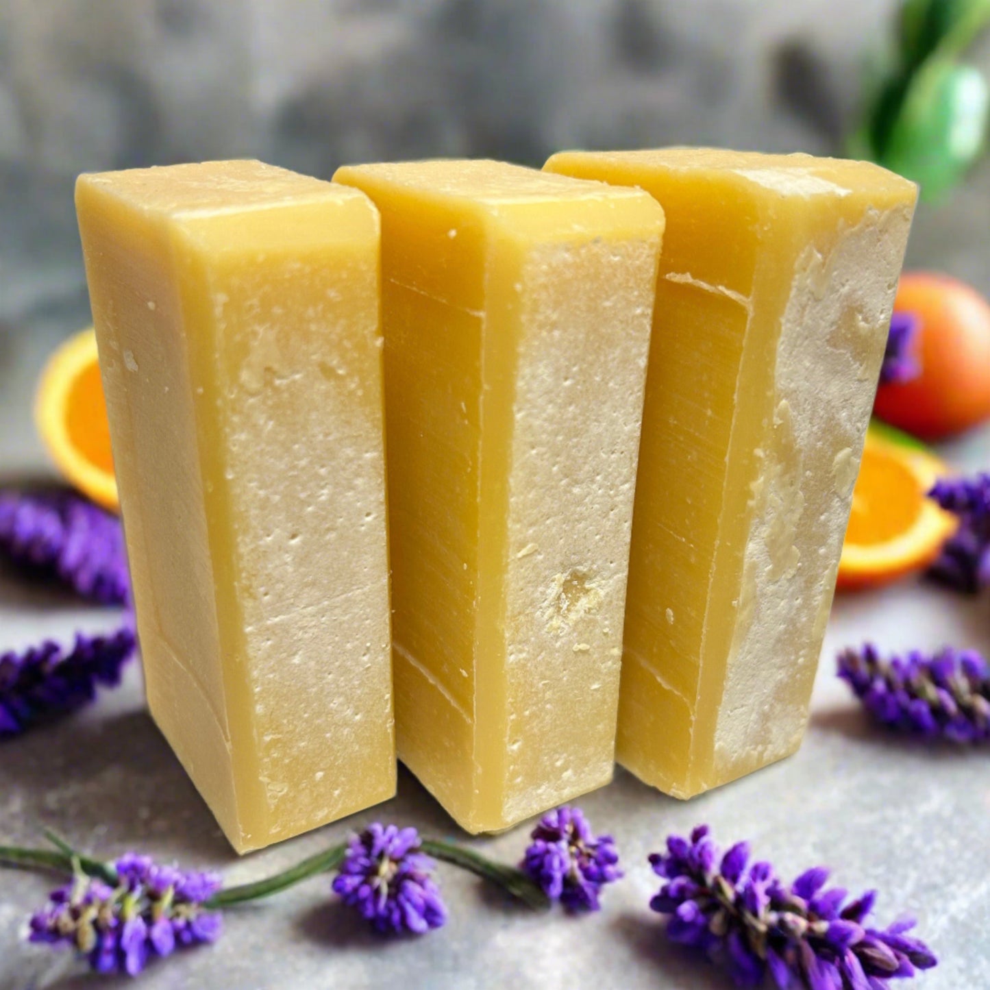 set soap bars arranged vertically